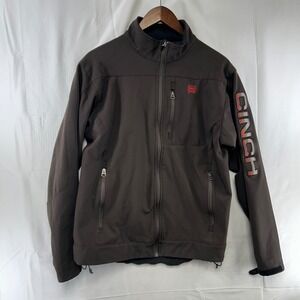 Cinch Softshell Jacket Mens Small Brown Embroidered Logo Western Workwear